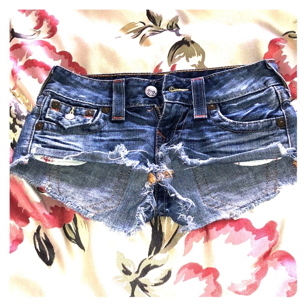 True Religion Joey Cut-Off Denim Shorts